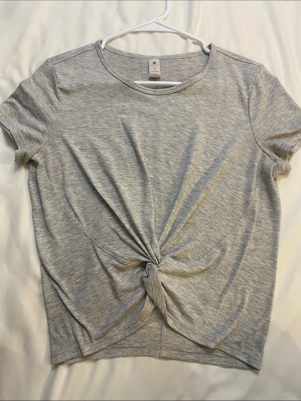 Yogalicious Twist-Front Short Sleeve Tee - Grey